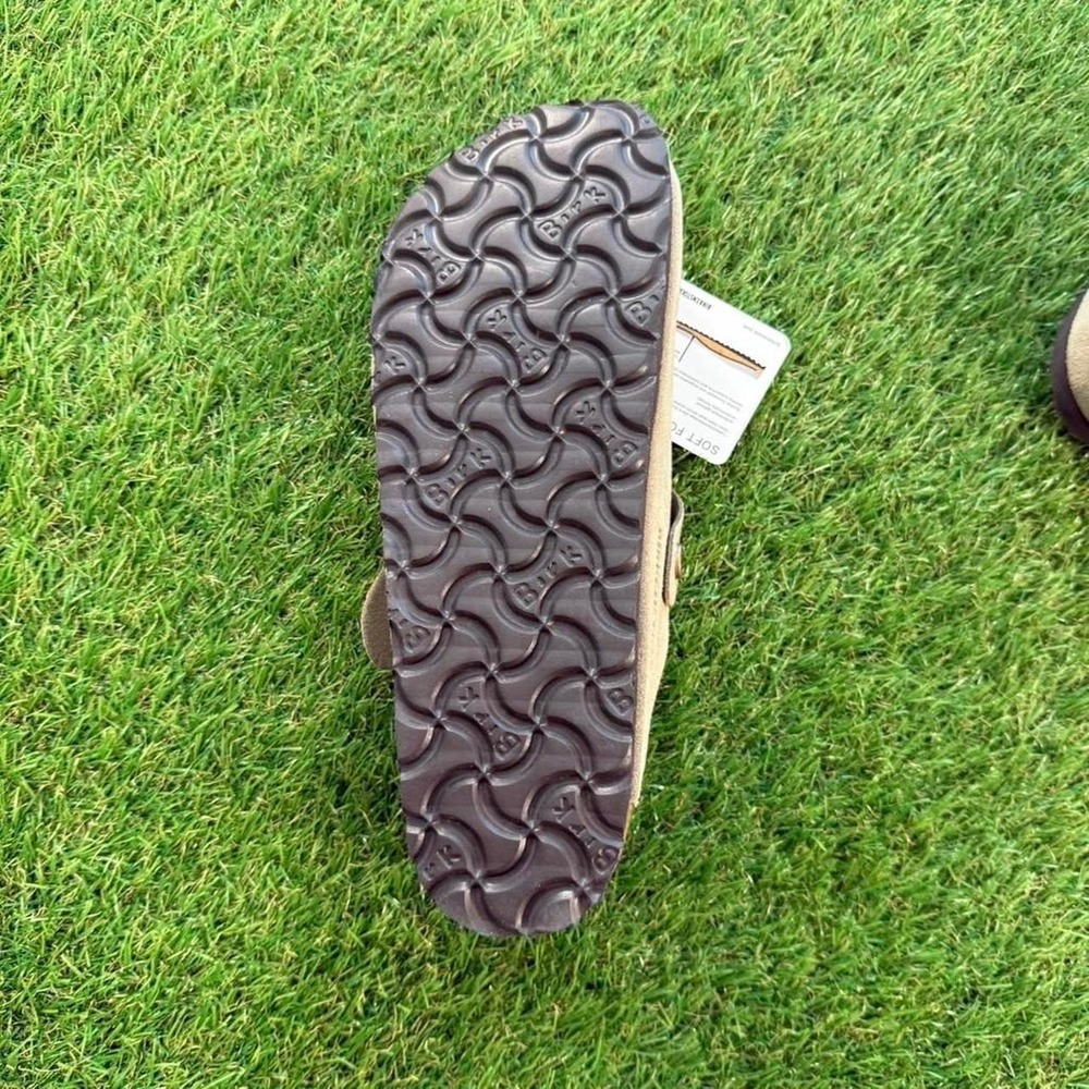 Birkenstock Suede Clog Mules in Taupe - Picture 5 of 6